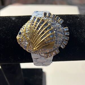 Heidi Daus Gold and Blue Fish Design Bracelet. WA431. Watch hidden behind fin